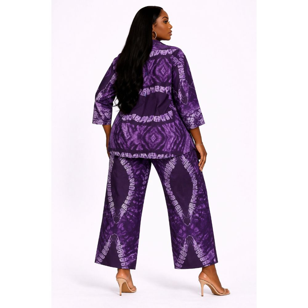 Womens Purple Tie Dye Two Piece Lounge Set